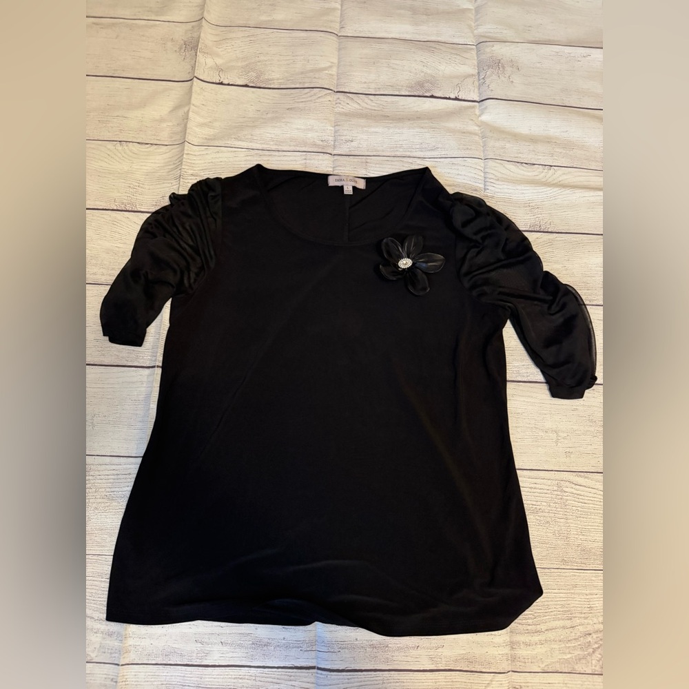 Women's Emma & Olive Black Flower Blouse